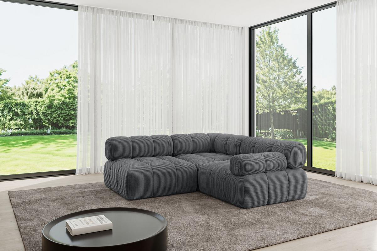 ECKSOFA modulares Sofa Mende-L1 - 190x190x70 cm Dunkelgrau Cord - Dunkelgrau, Holzwerkstoff/Textil (190/190cm) - ALTDECOR