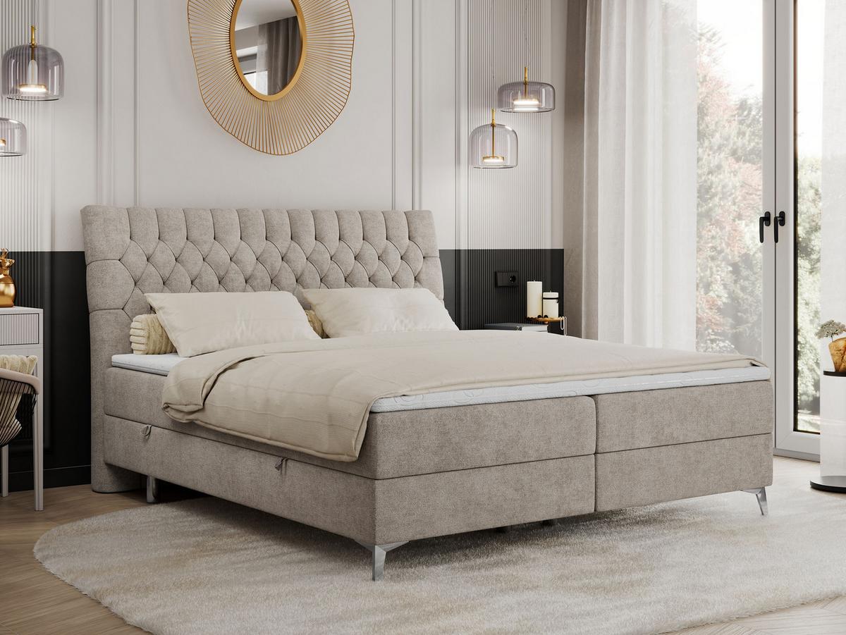 BOXBETT MILEN 120/200 Beige Struktur - H3 - Beige, Holz/Textil (120/200cm) - MKS