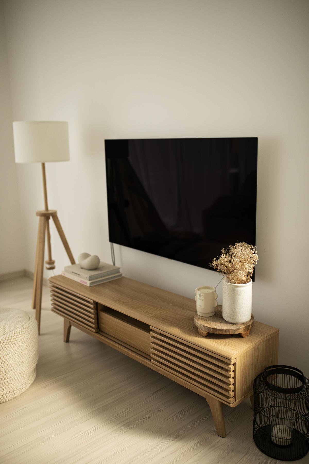 TV-MÖBEL Hellbraun Detroit Ii - Hellbraun, Holzwerkstoff (149/44/36cm) - Beliani
