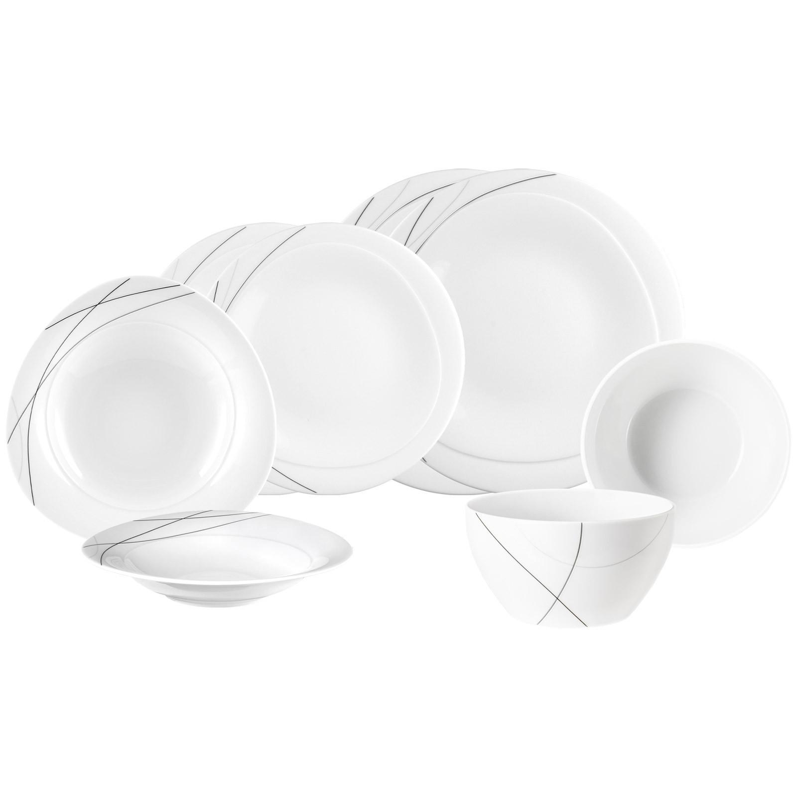 EINSTEIGER-SET Trio Highline weiß-grau 8-tlg. - Weiß/Grau, Keramik (2/2/2cm) - Seltmann Weiden