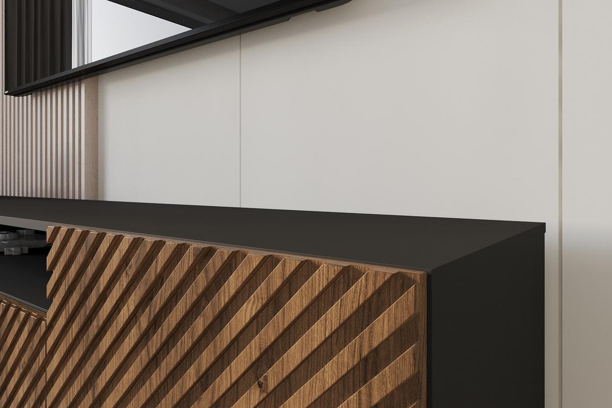 LOWBOARD ZENO-S 200x53x41 cm -Schwarz / Katania - Eiche Wotan/Schwarz, Holzwerkstoff (200/53/41cm) - ALTDECOR