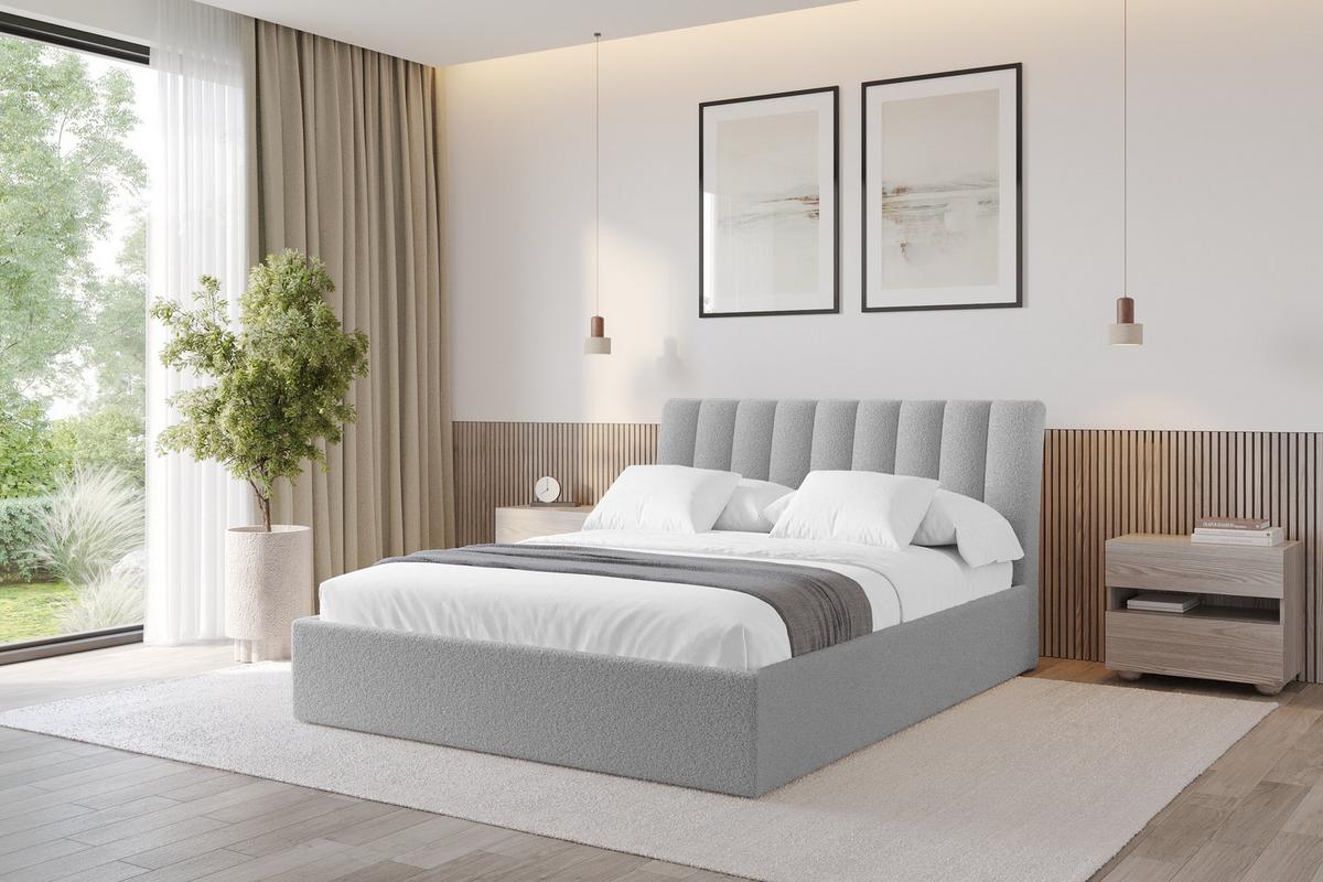 POLSTERBETT mit Bettkasten und Lattenrost, Bett mit Matratze H3/H4 - ILAN 140x200 Hellgrau - Silberfarben, Holzwerkstoff/Textil (140/200cm) - ALTDECOR