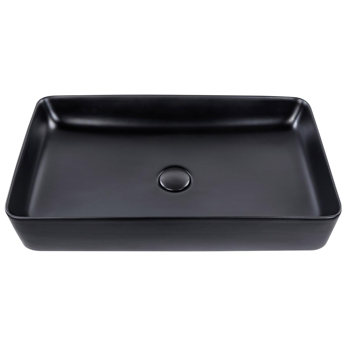 AUFSATZWASCHBECKEN 61/35 cm Schwarz Ulua - Schwarz, Keramik (61/11/35cm) - Beliani