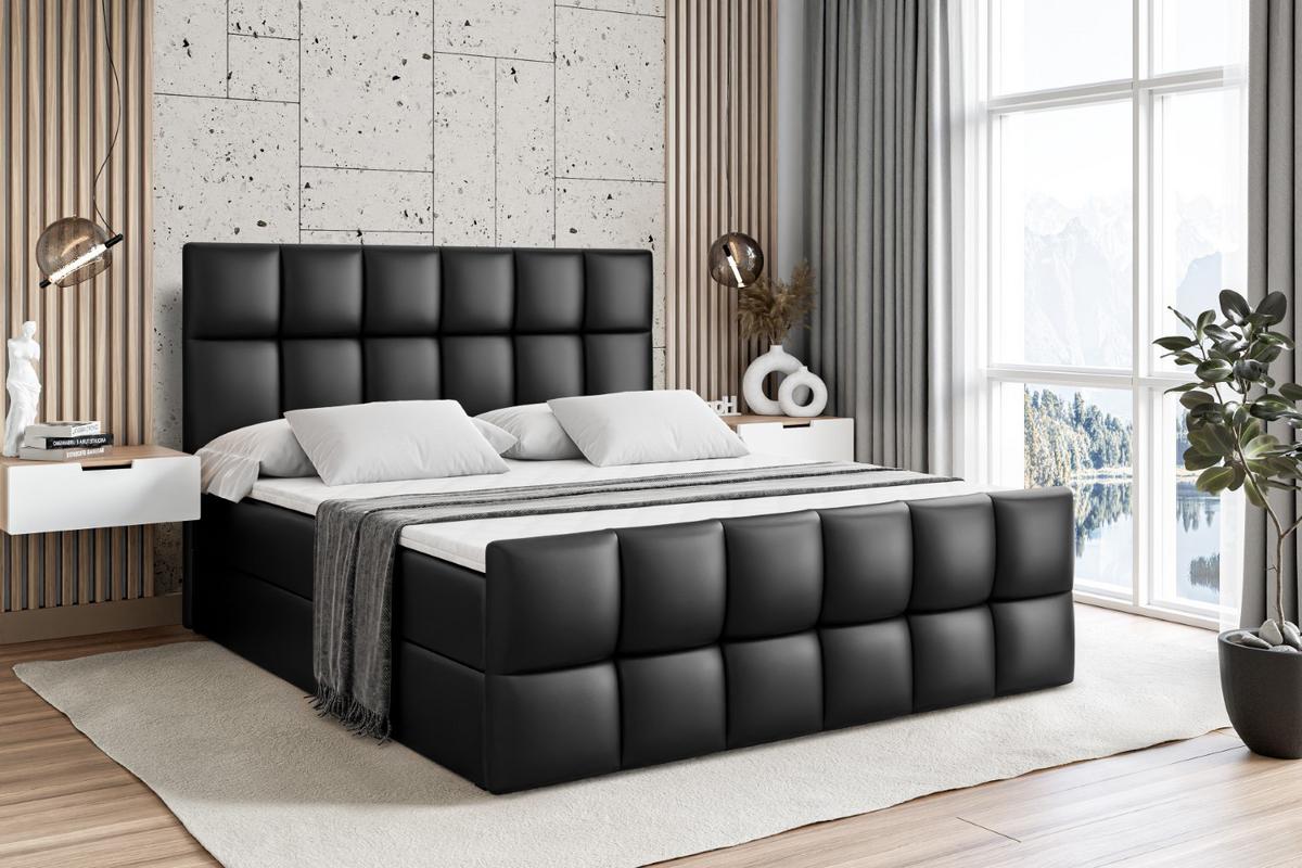 BOXBETT RICAR-Z - 180 x 200 - H3 - Schwarz Hochglanz - Schwarz Hochglanz, Holzwerkstoff (180/200cm) - ALTDECOR