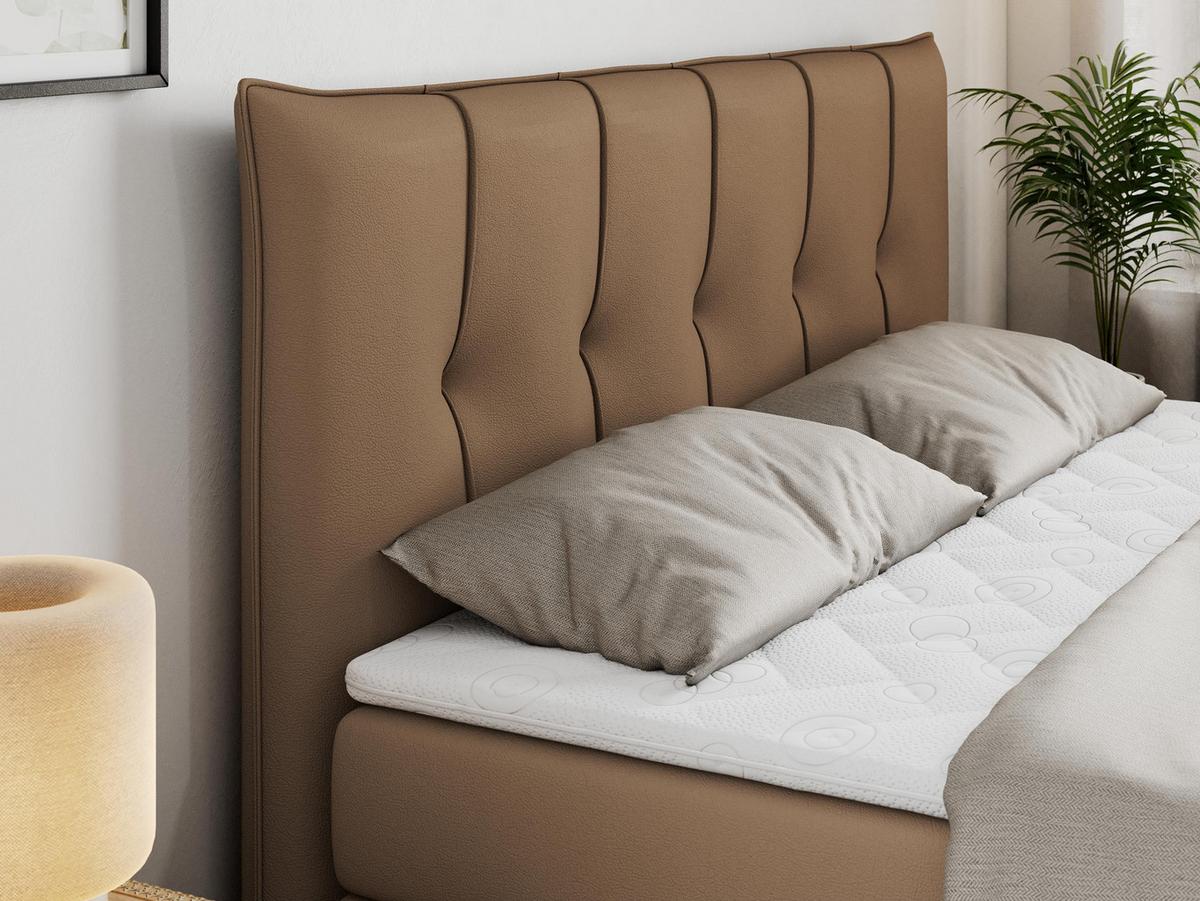 BOXSPRINGBETT PREMIUM 10 KING 200/200 Braun Kunstleder - H3 - Braun, Holz/Textil (200/200cm) - MKS