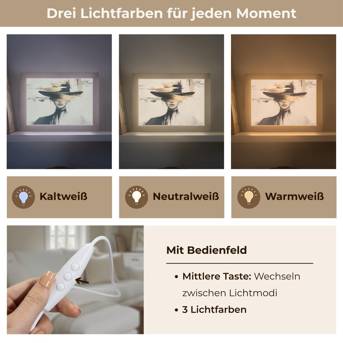 TISCHLEUCHTE Frau - Hut - Farbe 20x15 cm - Braun, Holzwerkstoff (8/20/15cm) - OnlyWow