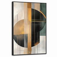 LEINWAND Bilder mit Rahmen - Abstrakt - Gold - Bronze - Grün - Formen - Modern - 60x90 - Multicolor, Textil (60/90cm) - MuchoWow