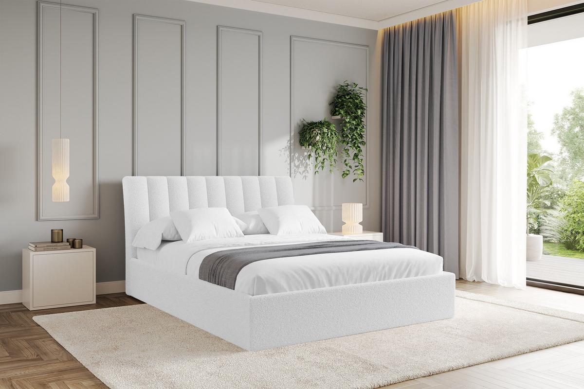 POLSTERBETT mit Bettkasten und Lattenrost, Bett mit Matratze H3/H4 - ILAN 140x200 Weiß - Weiß, Holzwerkstoff/Textil (140/200cm) - ALTDECOR