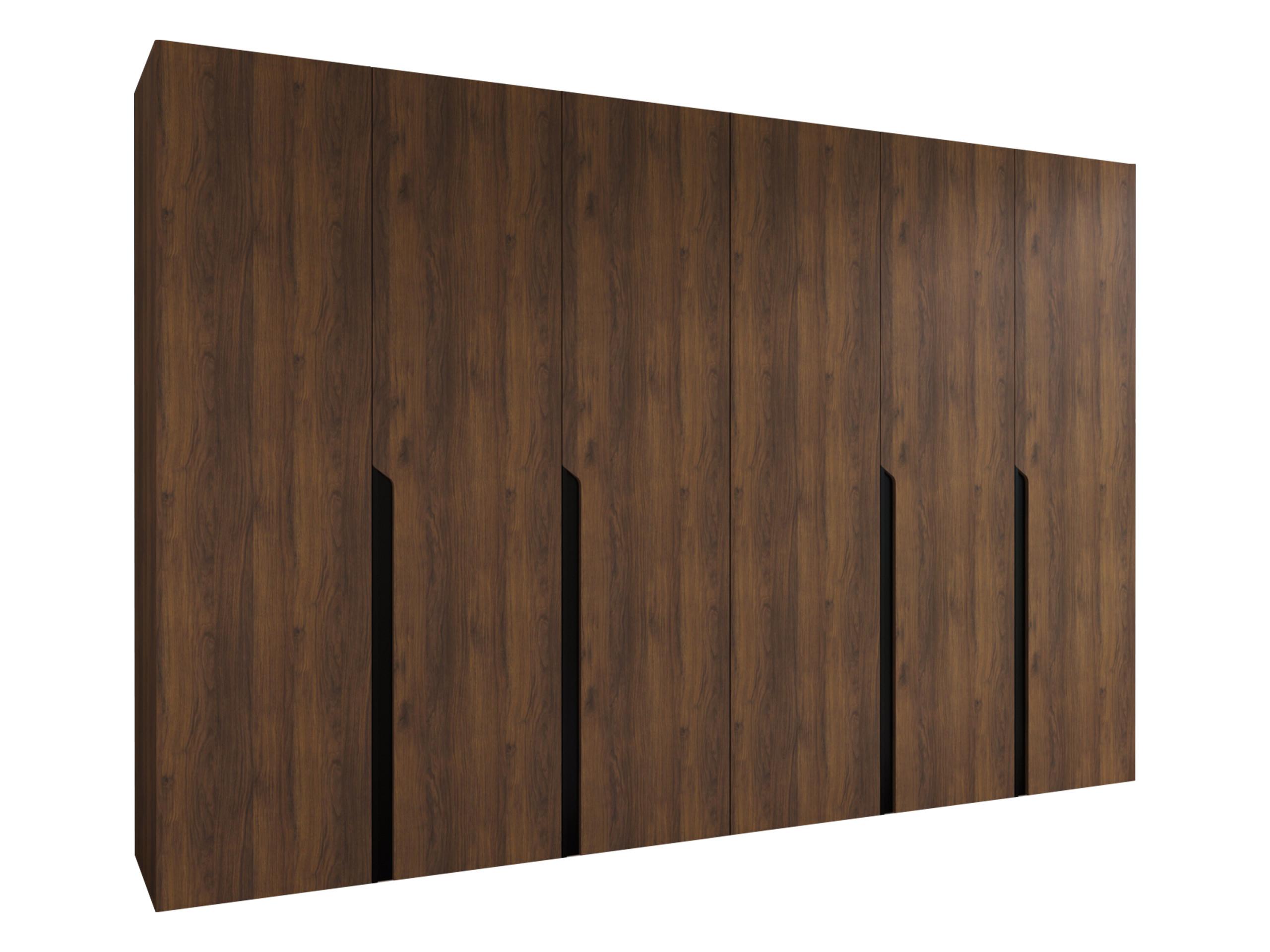 DREHTÜRENSCHRANK Mila I 300 - Nussbaumfarben/Schwarz, Holzwerkstoff/Kunststoff (300/202/52cm) - MIRJAN24