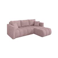 ECKSOFA mit Schlaffunktion Ottomane Rechts GARD-L 226x146x85 Rosa Cord - Schwarz/Rosa, Holzwerkstoff/Kunststoff (226/146cm) - ALTDECOR