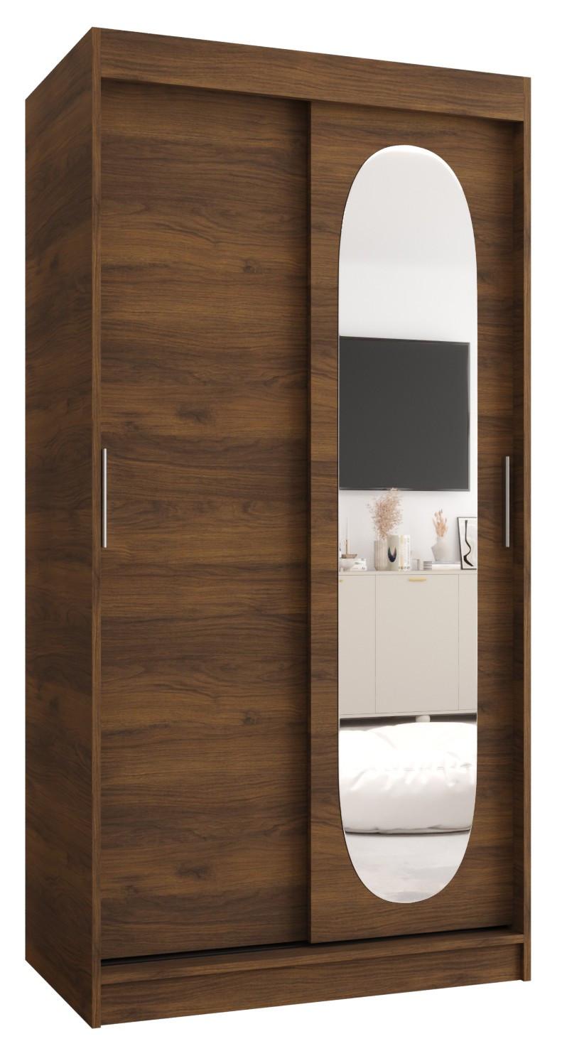 SCHIEBETÜRENSCHRANK mit Spiegel ROYAL 200/100/62 2-türig - Silberfarben/Walnussfarben, Holz (100/62/100cm) - MÖBEL KRYSPOL