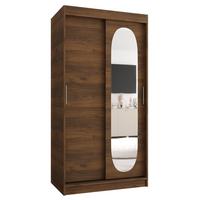 SCHIEBETÜRENSCHRANK mit Spiegel ROYAL 200/100/62 2-türig - Silberfarben/Walnussfarben, Holz (100/62/100cm) - MÖBEL KRYSPOL
