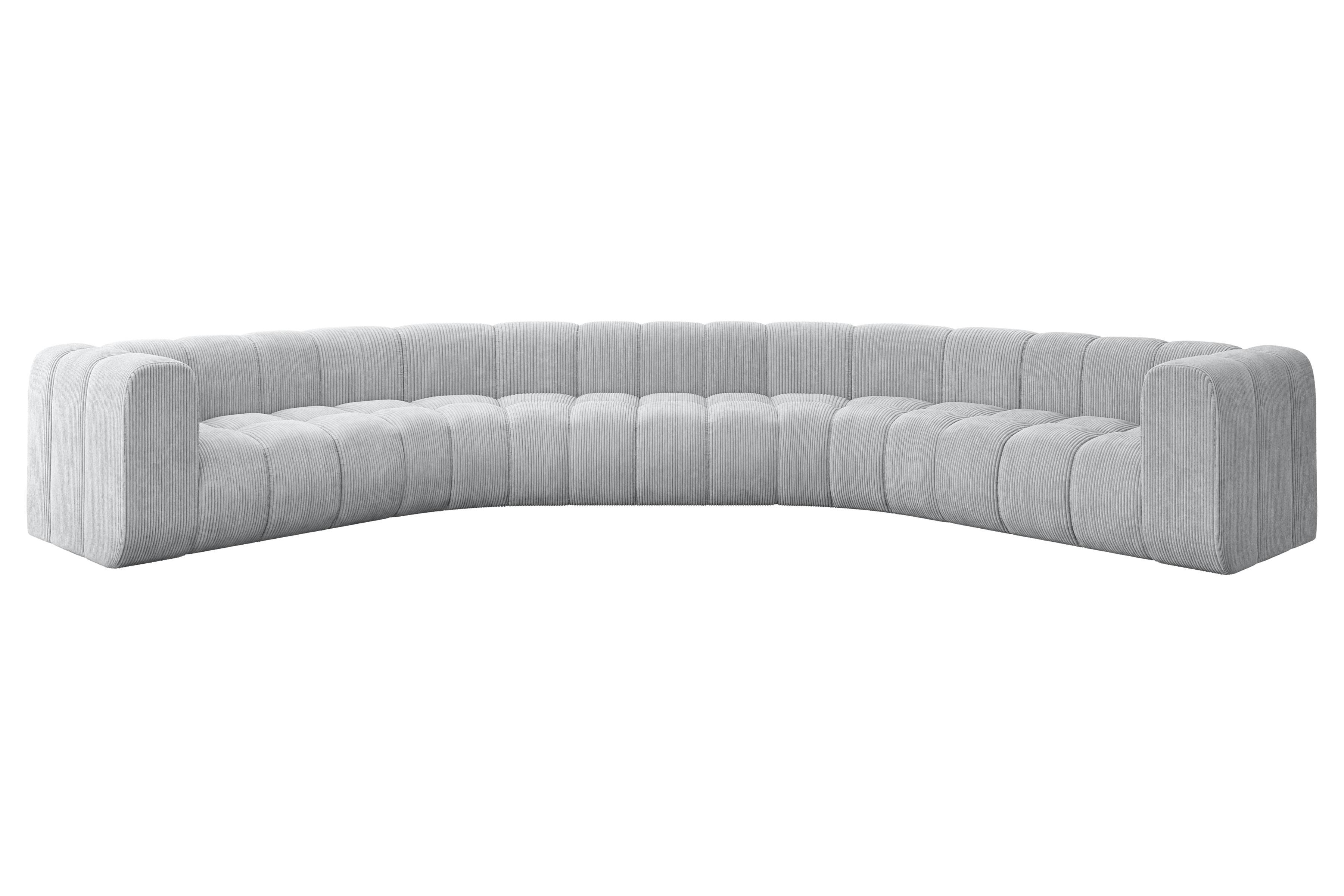 WOHNLANDSCHAFT modulares Sofa Lazro-U1 - 373x373x70 cm Grau - Grau, Holzwerkstoff/Textil (373/70/373cm) - ALTDECOR