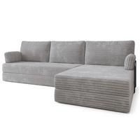 ECKSOFA ANKO modulares Boneless Sofa mit Schlaffunktion Hellgrau Kordstoff - Grau, Textil (270/160cm) - MASSENO