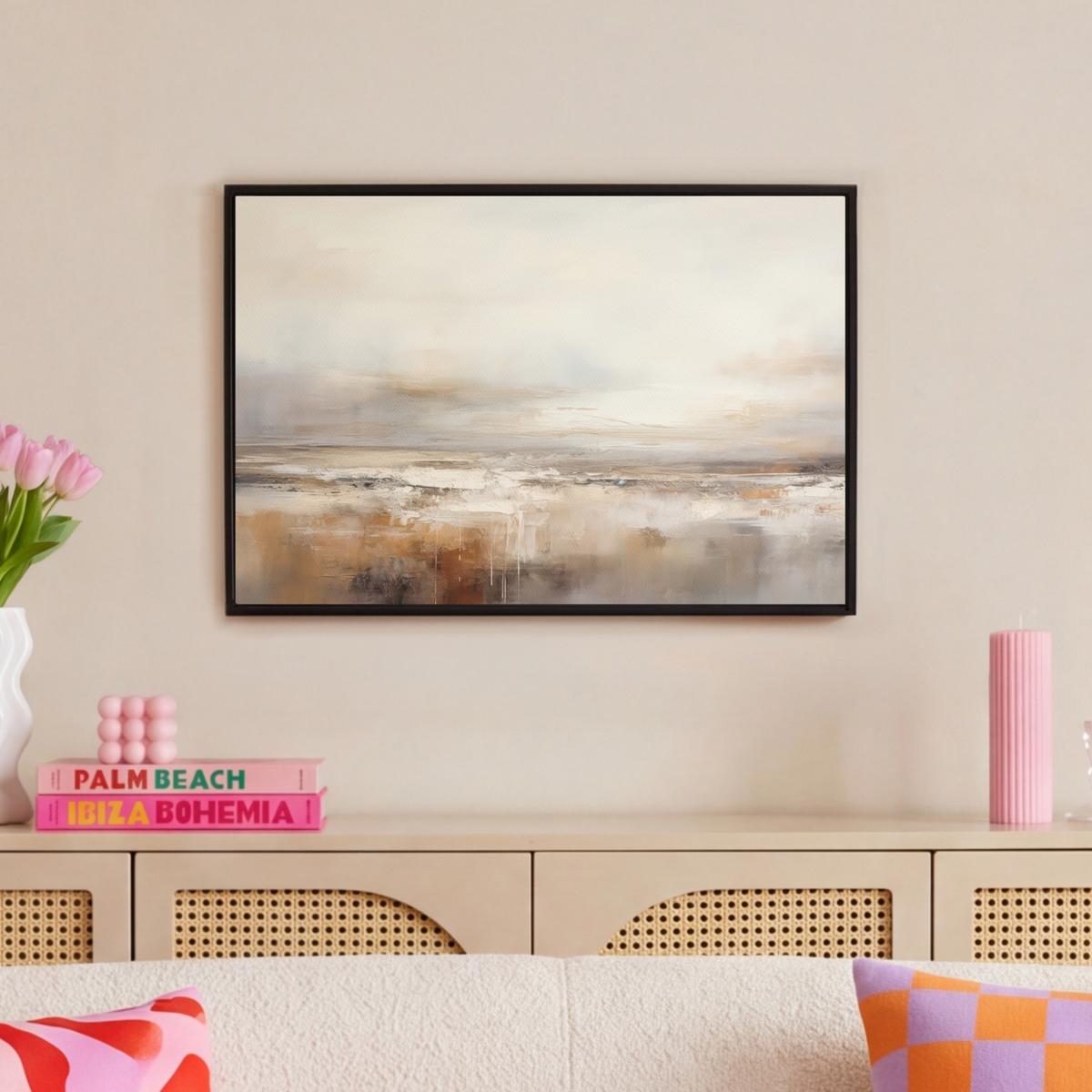 LEINWAND Bilder mit Rahmen - Kunst - Industriell - Grau - Braun - Abstrakt - 60x40 - Sandfarben, Textil (60/40cm) - MuchoWow