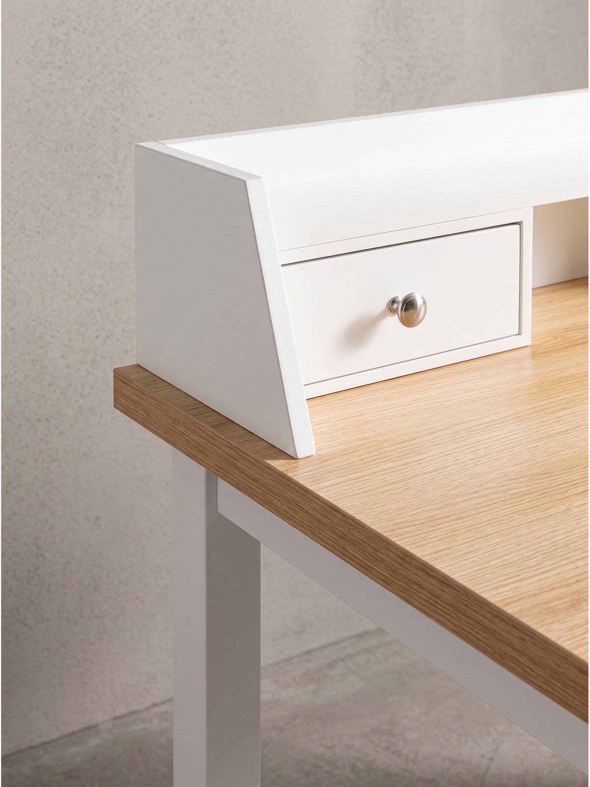 SCHREIBTISCH GENUA, MDF, Natur-Weiß, 106 x 53 x 90 cm - Weiß, Holzwerkstoff/Metall (53/106/90cm) - KADIMA DESIGN