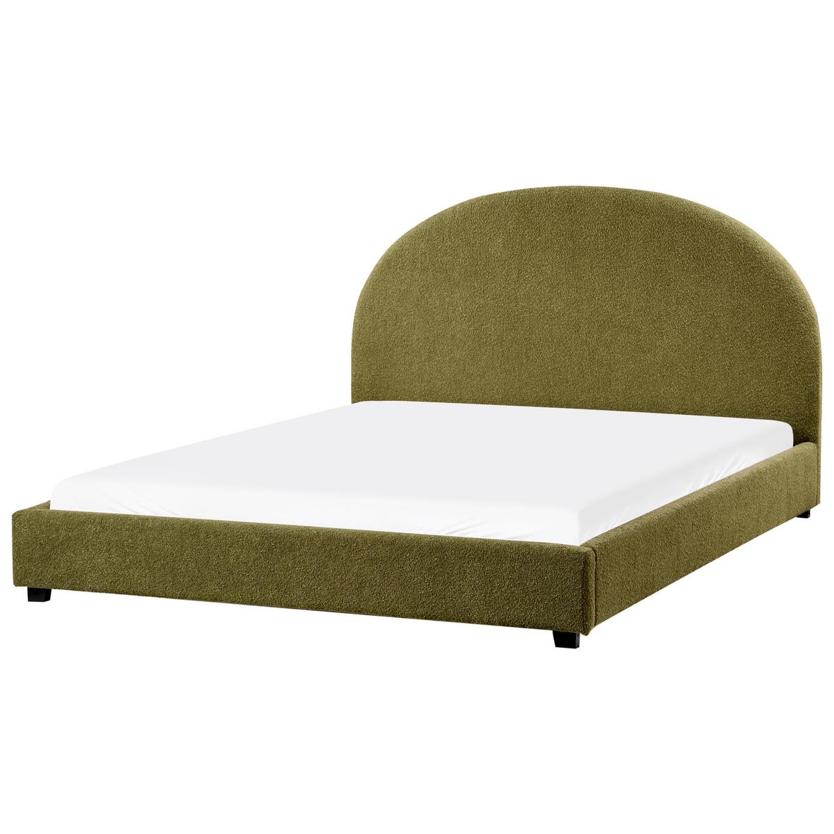 BETT mit Lattenrost 160/200 cm Bouclé Olivgrün Vaucluse - Grün, Textil (160/200cm) - Beliani