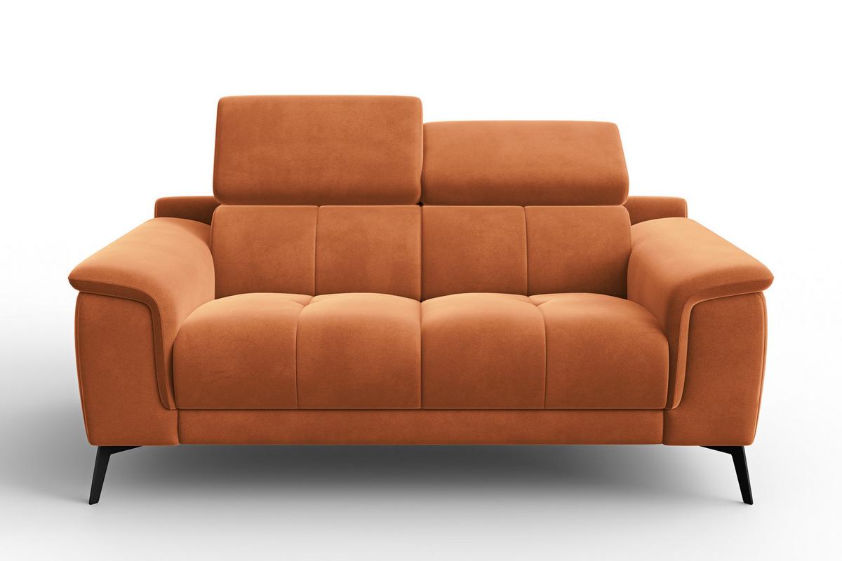 SOFA FIERO 2-Sitzer, Oranger Veloursstoff - Schwarz/Orange, Holz/Textil (170/82/103cm) - Courtois Laville