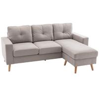 ECKSOFA Eckcouch in L-Form, Eckgarnitur in Leinenoptik Couchgarnitur Hellgrau - Hellgrau/Naturfarben, Holz/Textil (136/193cm) - HOMCOM