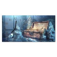 WANDUHR aus Glas 60x30 cm - Unterwasserschätze - Blau, Glas (60/30/0.4cm) - TULUP