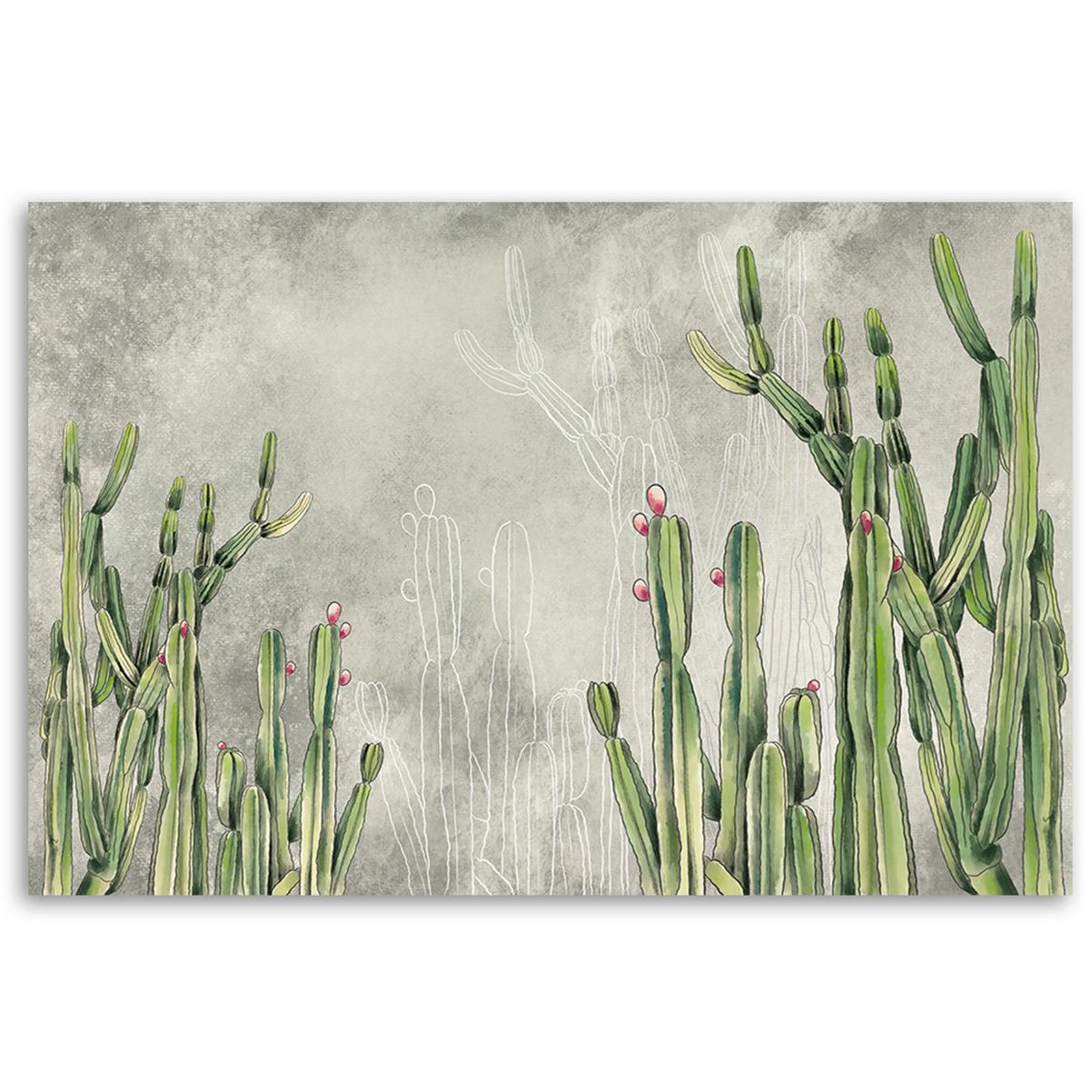 WANDBILD großer wüstenkaktus - Pink, Textil (60/40cm) - Feeby