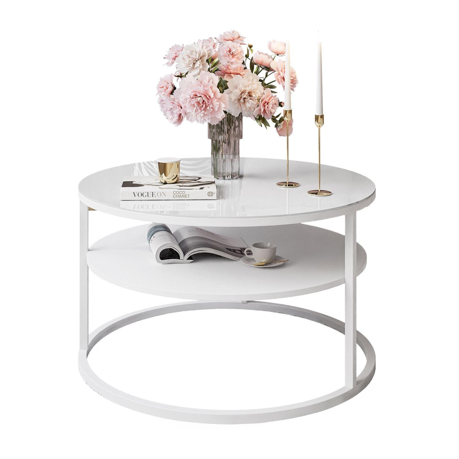 COUCHTISCH CIRI GLASS mit Regal - Weiß, Glas (70/70/47.4cm) - Lookway