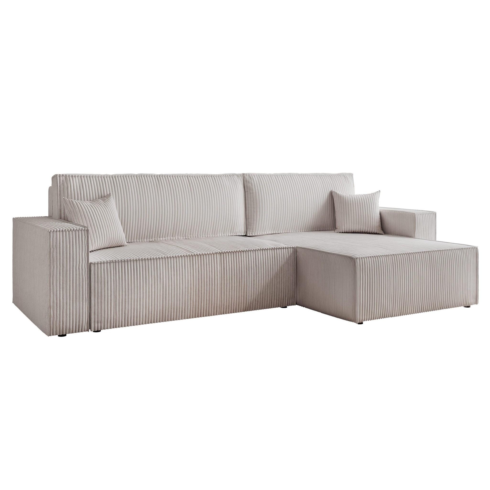 ECKSOFA Adara Max Mit Schlaffunktion - Hellgrau, Holzwerkstoff/Textil (145/276cm) - Fun Möbel