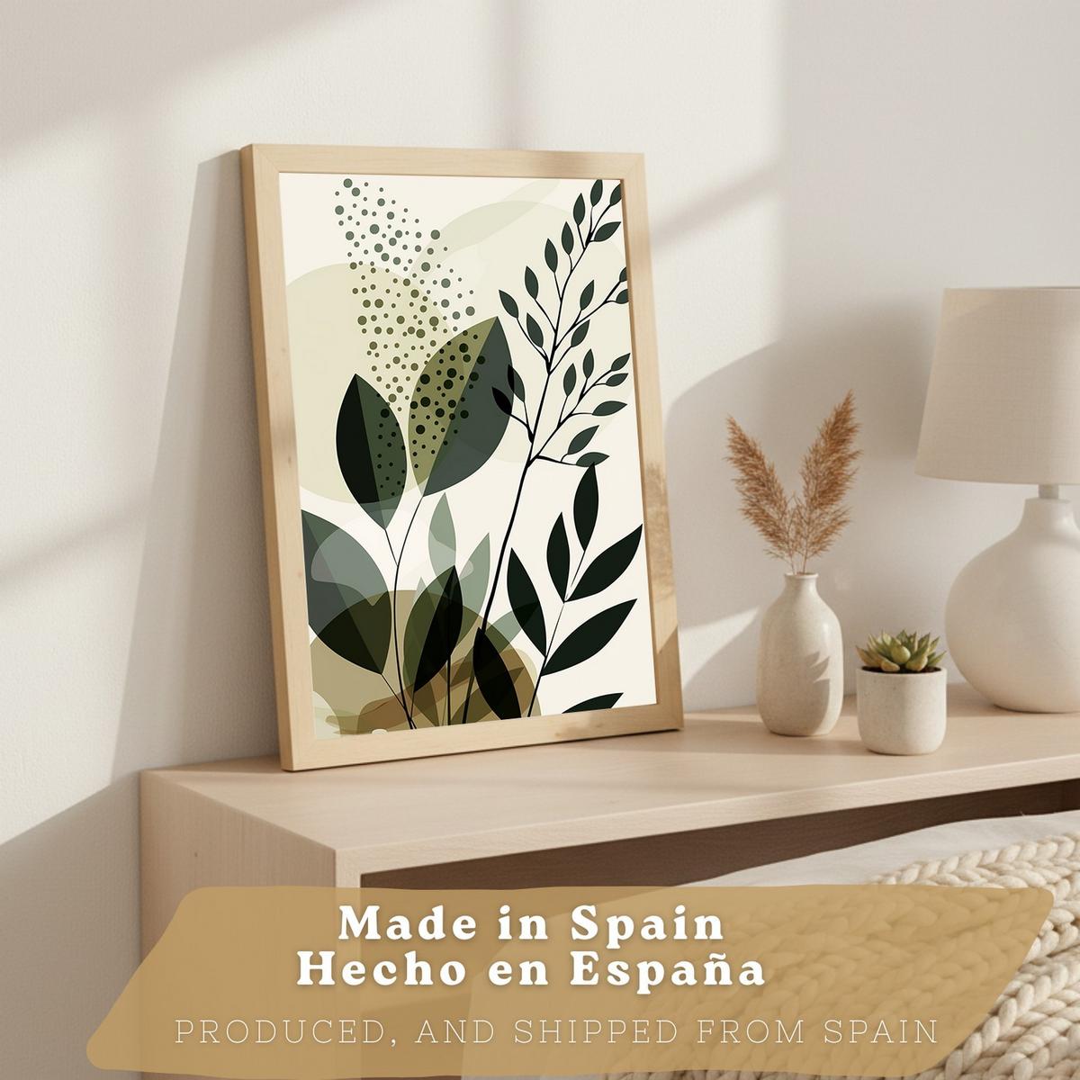 POSTER 3er Kunstdruck-Set Wandbilder Pflanzen Abstrakt modern Wohnzimmer Deko, Schlafzimmer, Küche, Badezimmer Leichter Holzrahmen A3 - Beige, Papier (29.7/1/42cm) - Nacnic