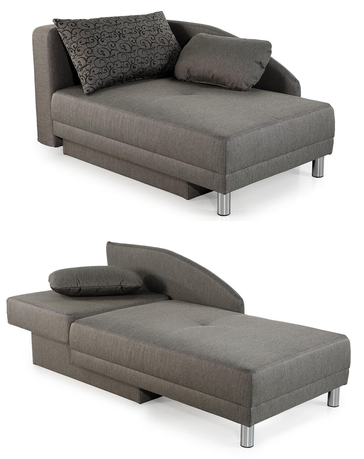 RÉCAMIERE-SCHLAFSOFA mit Bettkasten, Federkern, seitenverkehrt montierbar B149/T90/H80 cm, Liegefläche 200x84 cm, Webstoff Grau / 15123 - Chromfarben/Grau, Textil/Metall (149/80/90cm) - luma-home