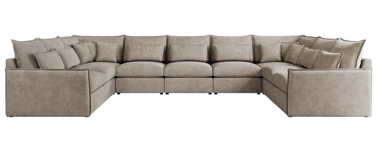WOHNLANDSCHAFT VERSO U 9M Beige Struktur - Beige/Schwarz, Kunststoff/Textil (442/93/270cm) - MKS