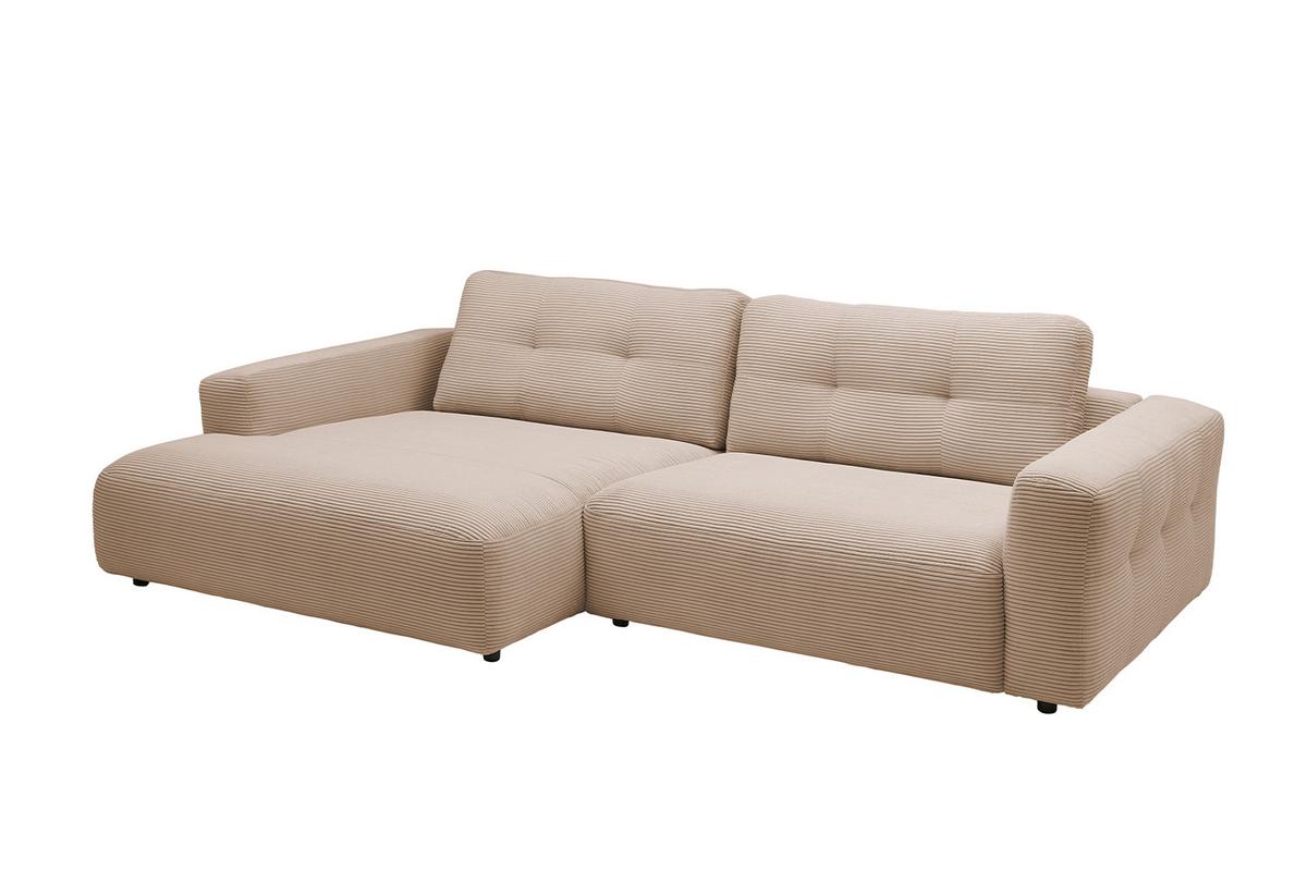 ECKSOFA XL MIKA Taupe Cord - Taupe/Schwarz, Kunststoff/Textil (296/167cm) - KAWOLA