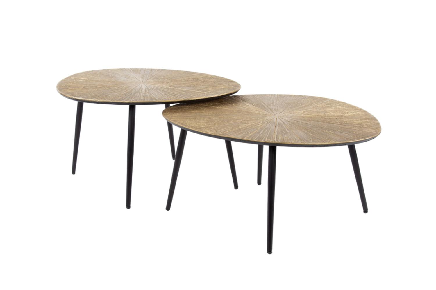 COUCHTISCH TIBALI 2ER SET Bronze Metall - Schwarz/Bronzefarben, Metall (60/77/43cm) - KAWOLA
