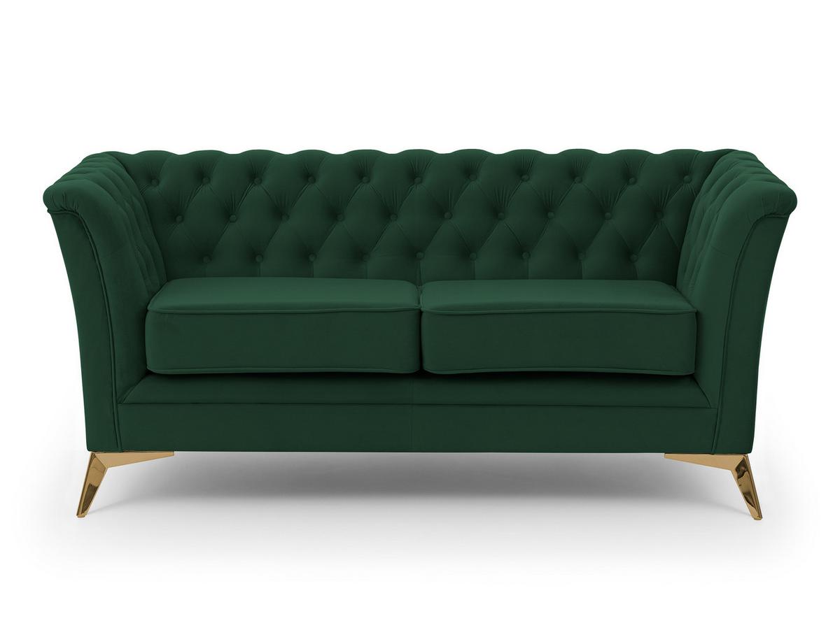 CHESTERFIELD-SOFA 2-sitzer Whitby Flaschengrün Samt mit goldenen Füßen - Dunkelgrün/Goldfarben, Holz/Textil (175/78/82cm) - S-Style Möbel