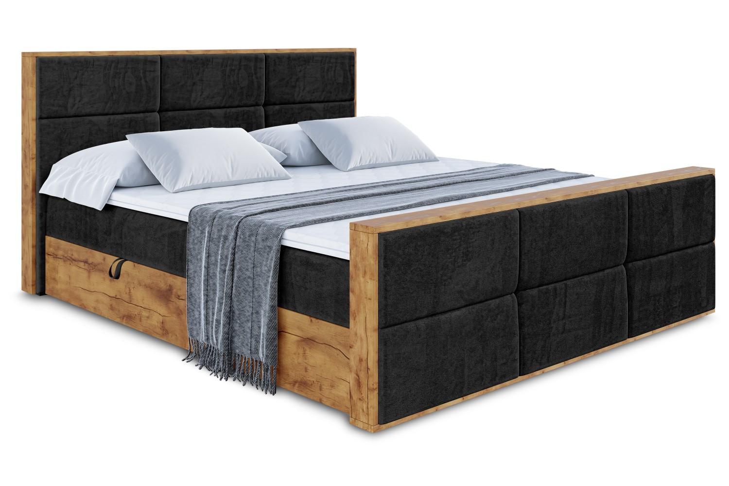 BOXBETT mit Matratze H3 und Lattenrost - LOLLI1-Z - 140x200 - Schwarz Casablanca - Schwarz, Holzwerkstoff (140/200cm) - ALTDECOR