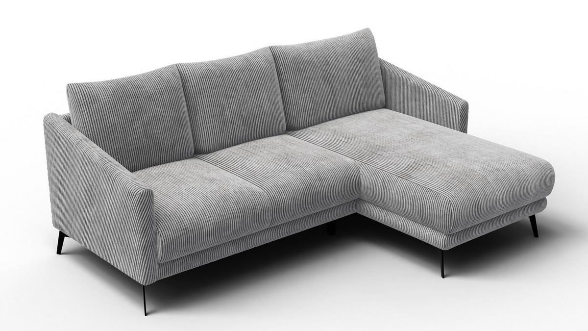 ECKSOFA VILT 3-Sitzer, hellgrau - Hellgrau/Schwarz, Holzwerkstoff/Textil (221/156cm) - Wozimo