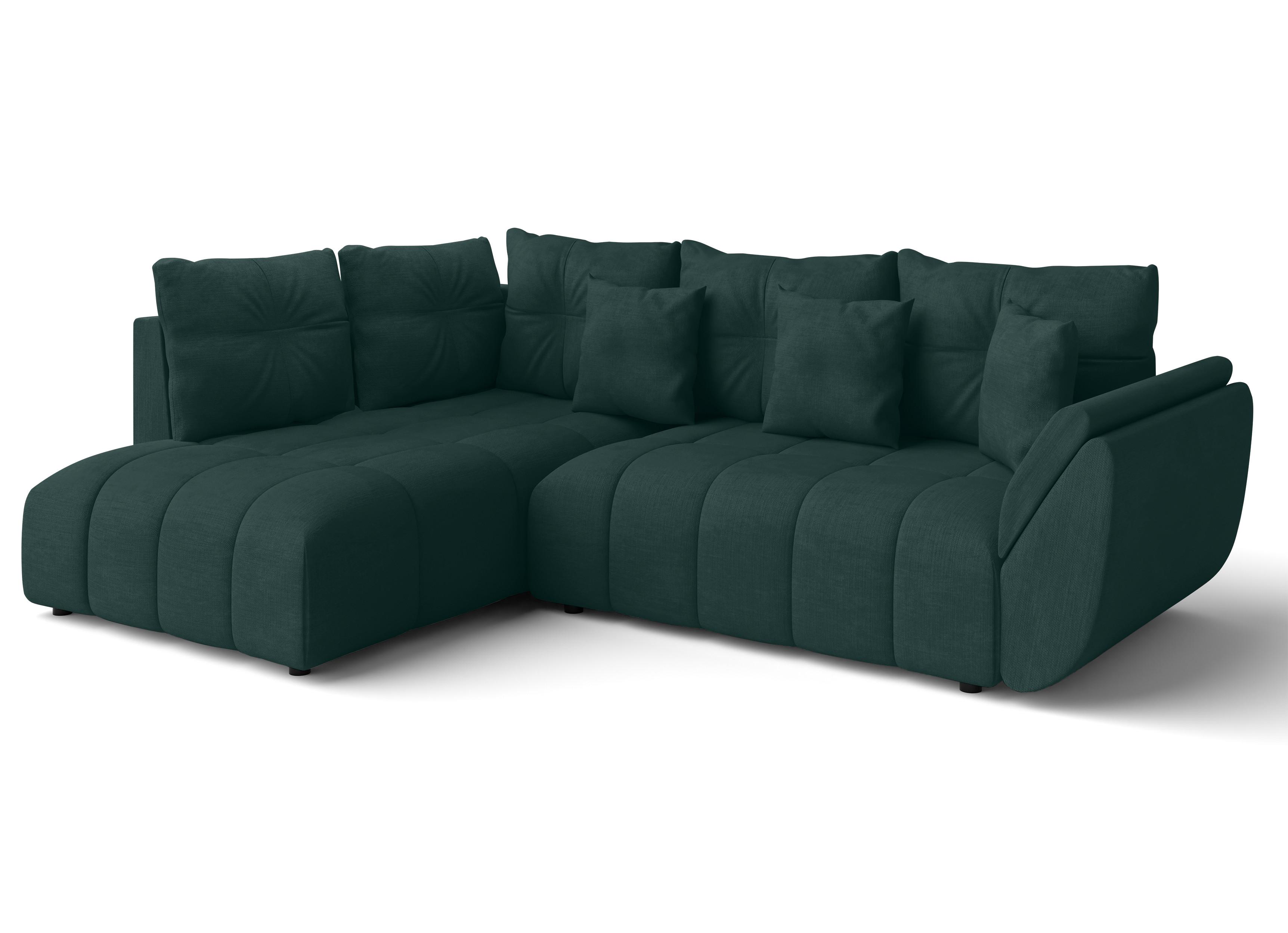 ECKSOFA L Form Corleone Grün 268/192/96 cm mit Schlaffunktion - Schwarz/Grün, Kunststoff/Textil (268/192cm) - AX Living