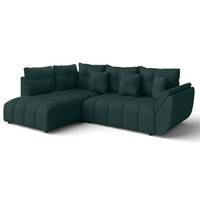 ECKSOFA L Form Corleone Grün 268/192/96 cm mit Schlaffunktion - Schwarz/Grün, Kunststoff/Textil (268/192cm) - AX Living