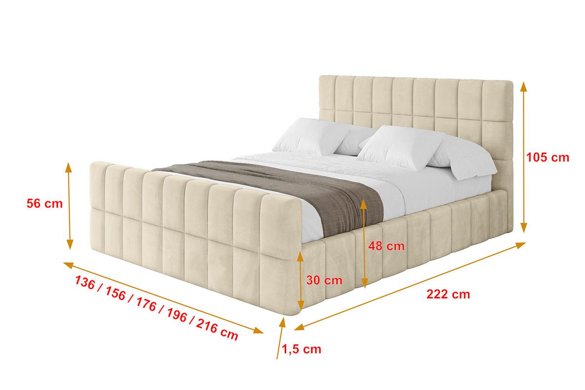POLSTERBETT mit Bettkasten, Fußteil und Lattenrost, Boxbett ohne Matratze - AMEA-Z 180x200 Beige - Ecru, Holzwerkstoff/Textil (180/200cm) - ALTDECOR