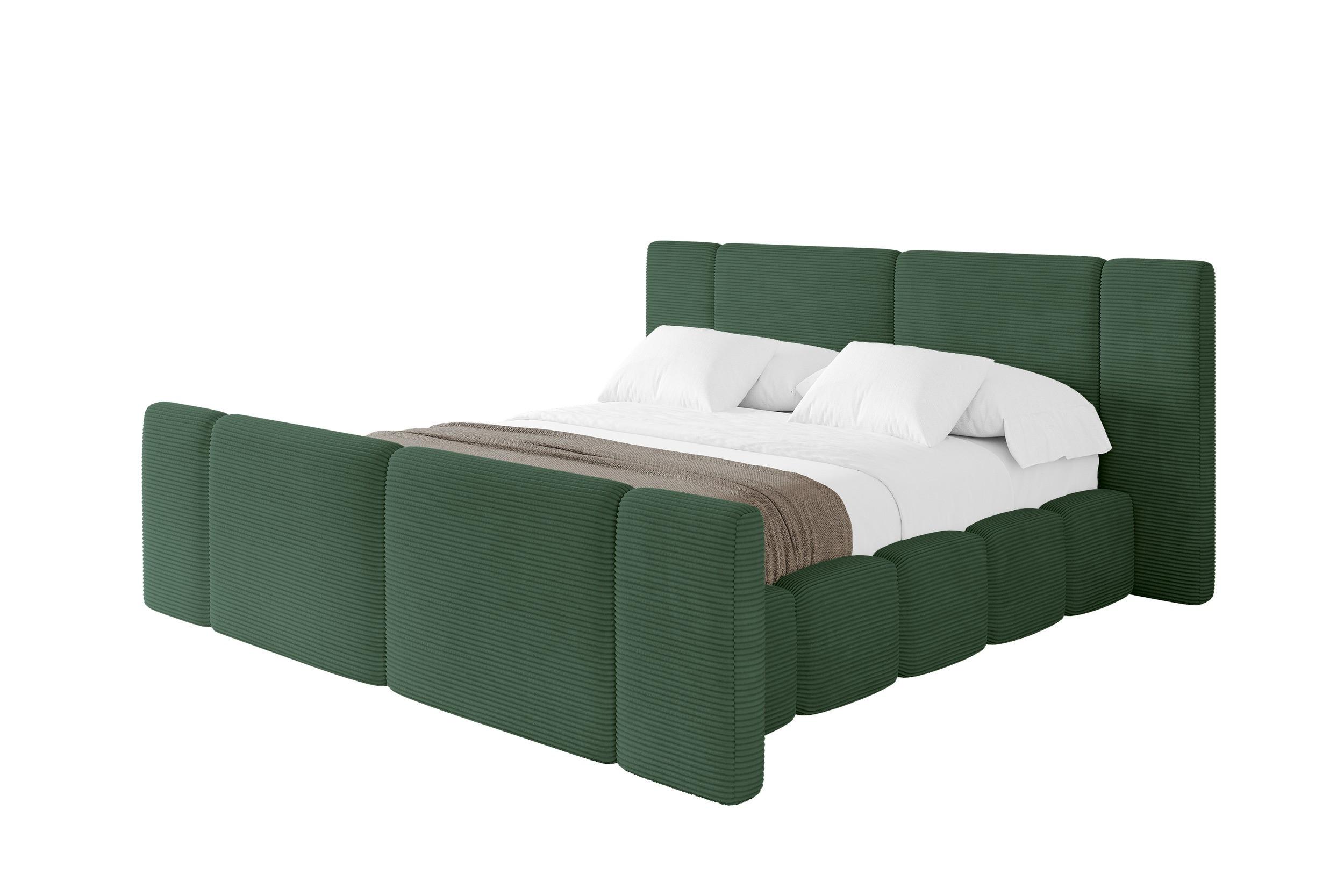 POLSTERBETT mit Bettkasten, Fußteil und Lattenrost, Bett mit Matratze H3/H4 - NILO-Z 120x200 Grün - Grün, Holzwerkstoff/Textil (120/200cm) - ALTDECOR