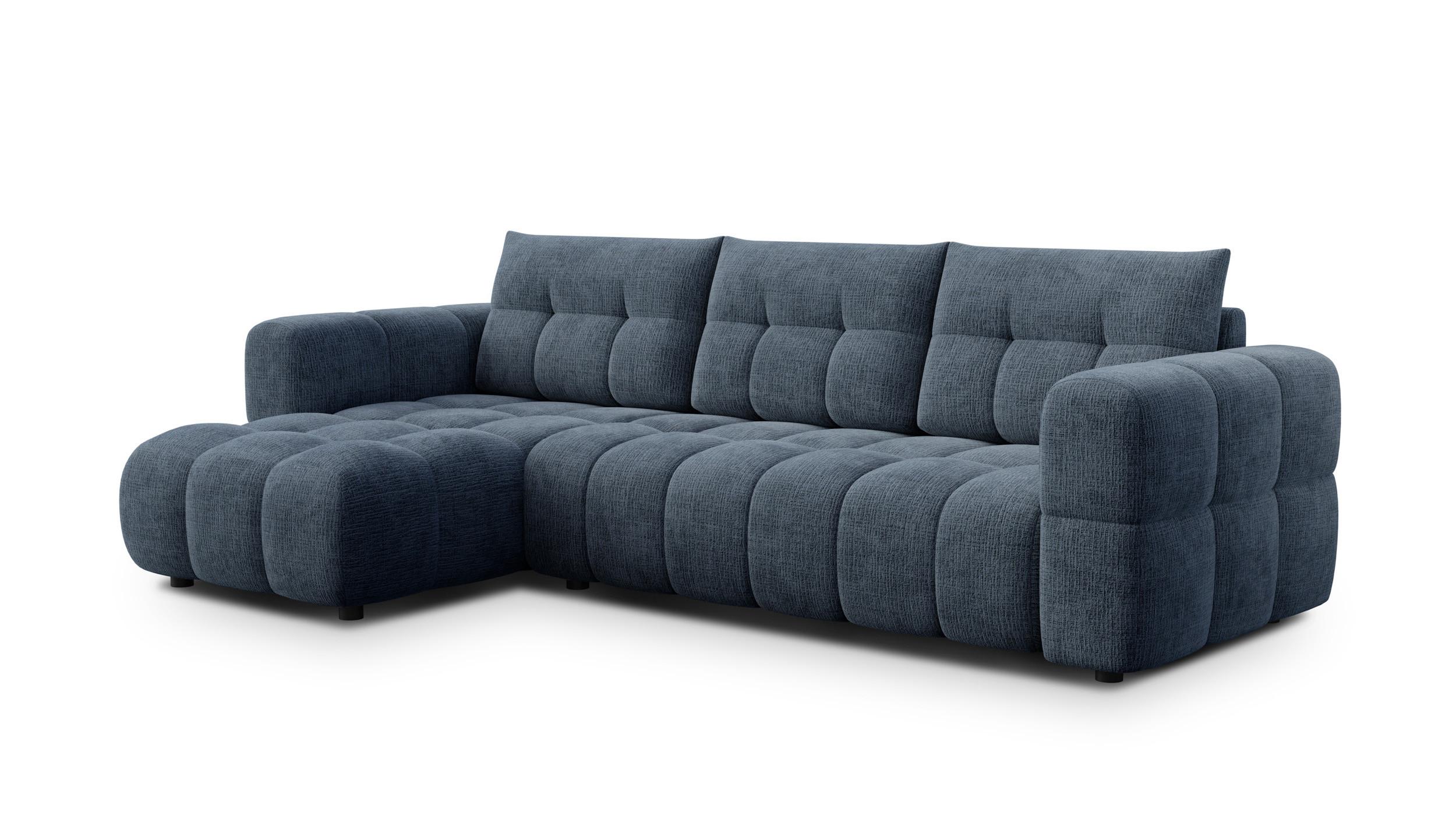 ECKSOFA CLOUDI 4-Sitzer links, marineblau - Blau/Schwarz, Holz/Textil (294/160cm) - Wozimo