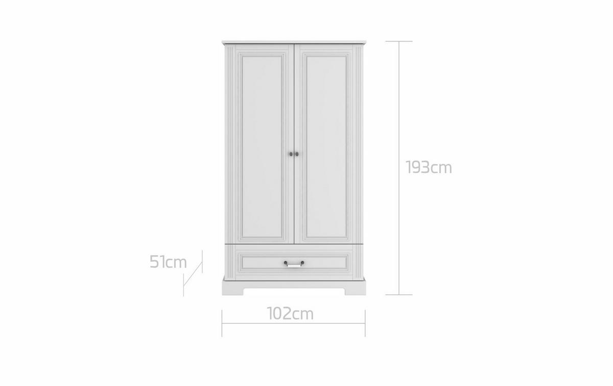 KINDERKLEIDERSCHRANK Ines, 2-türig - Weiß, Holzwerkstoff (102/193/51cm) - RAUMHIRSCH FURNITURE
