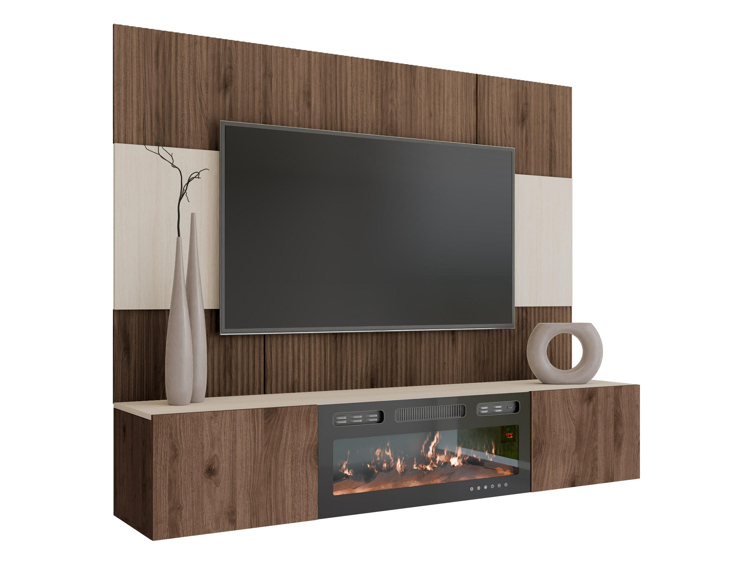 WOHNWAND Deromi III mit Kamin - Braun, Holzwerkstoff (180/150/38cm) - MIRJAN24