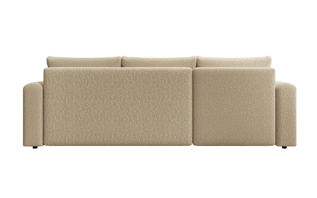 ECKSOFA DORA L, Eckcouch in L-Form mit Schlaffunktion und Bettkasten, Farbe: Creme, Bouclé-Stoff, Ottomane Links - Creme, Textil (240/143cm) - Storez24