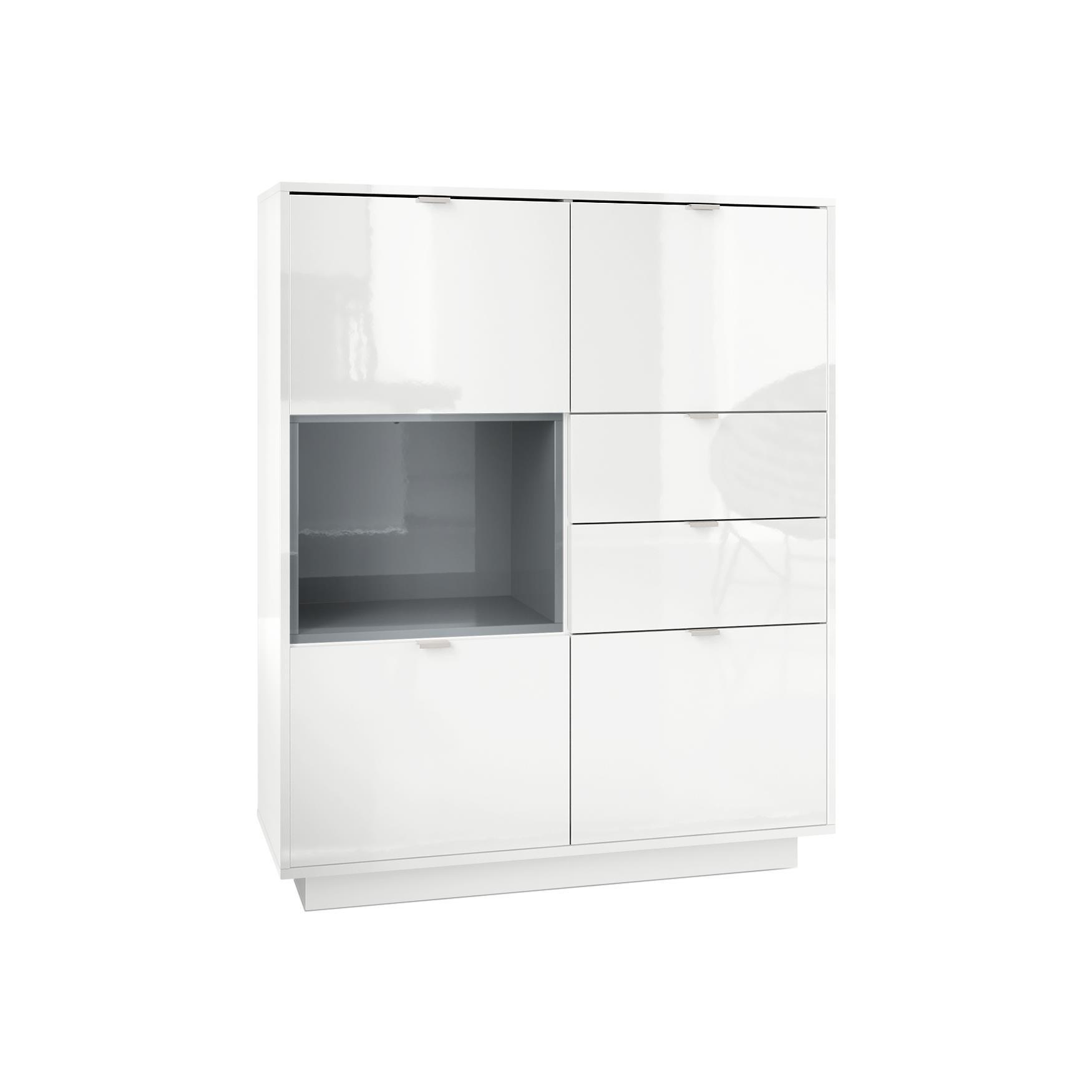 HIGHBOARD Metro Einsatz in Grau Hochglanz - Grau, Holzwerkstoff (103/123/37.5cm) - Vladon