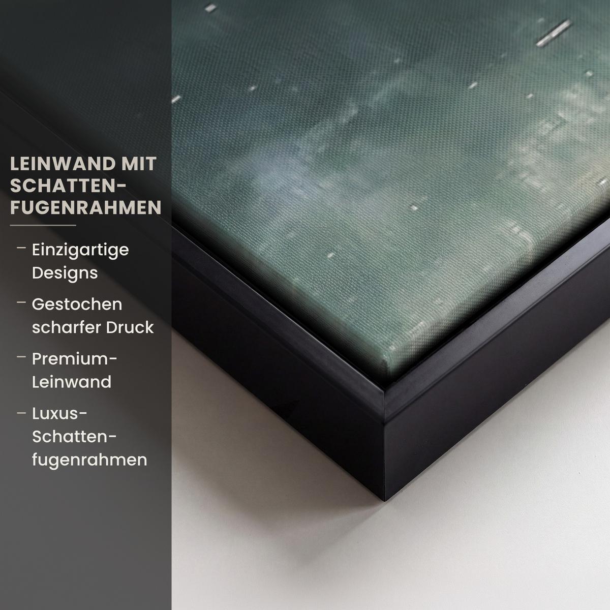 LEINWAND Bilder mit Rahmen - Natur - Bäume - Berge - See - Wasser - 140x90 - Hellgrün, Textil (140/90cm) - MuchoWow