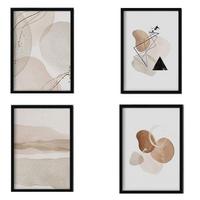POSTER Set mit 4 Blätter und abstrakten Formen mit braunen Tönen A3 Schwarzer Rahmen - Schwarz, Papier (29.7/3cm) - Nacnic