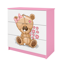 KOMMODE Babydreams Teddybär Blumen 81/81/41 - Rosa, Holzwerkstoff (81/81/41cm) - RAUMHIRSCH FURNITURE