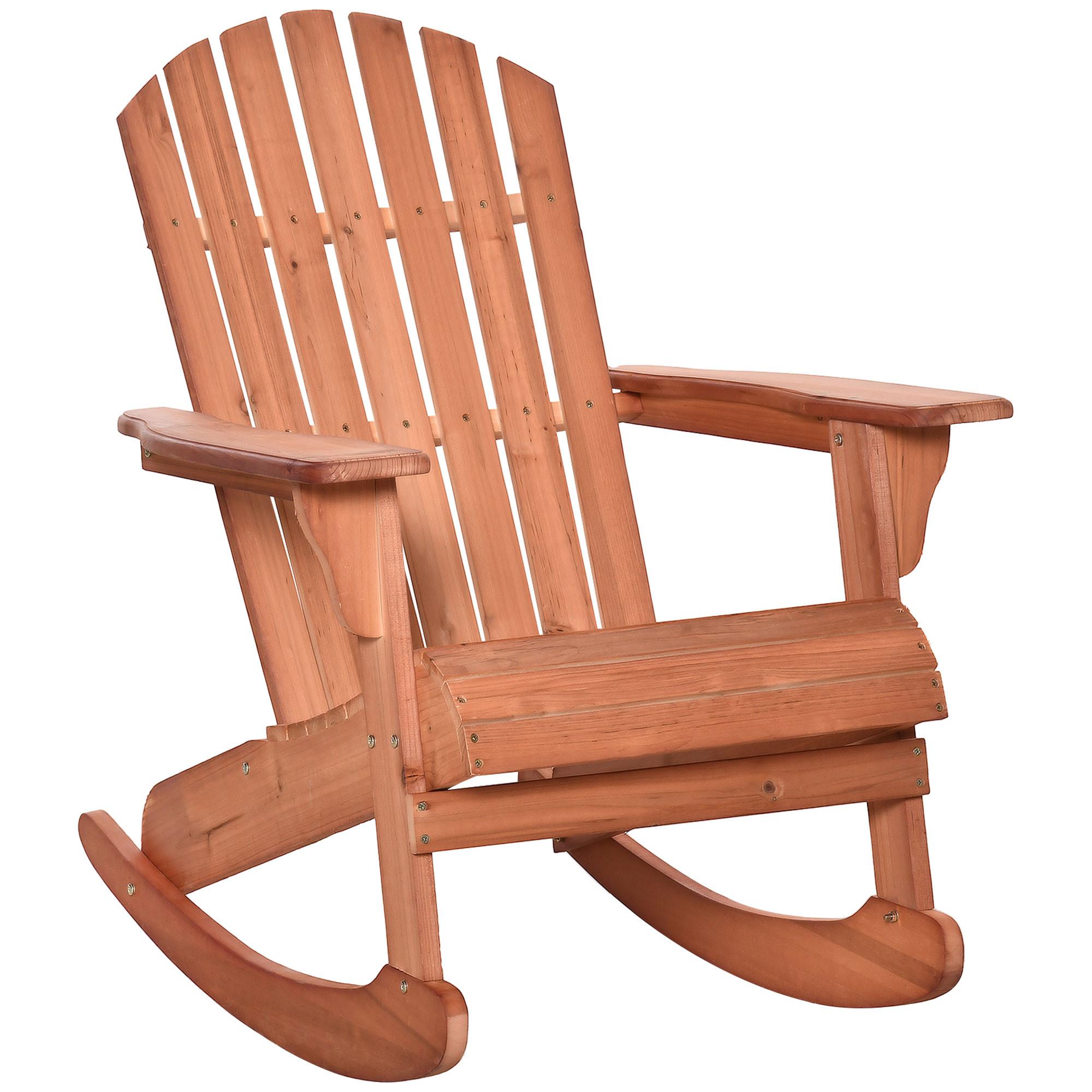 ADIRONDACK Gartenstuhl Schaukelstuhl Schaukelsessel Balkonstuhl Natur - Naturfarben, Holz (94/97/77cm) - Outsunny