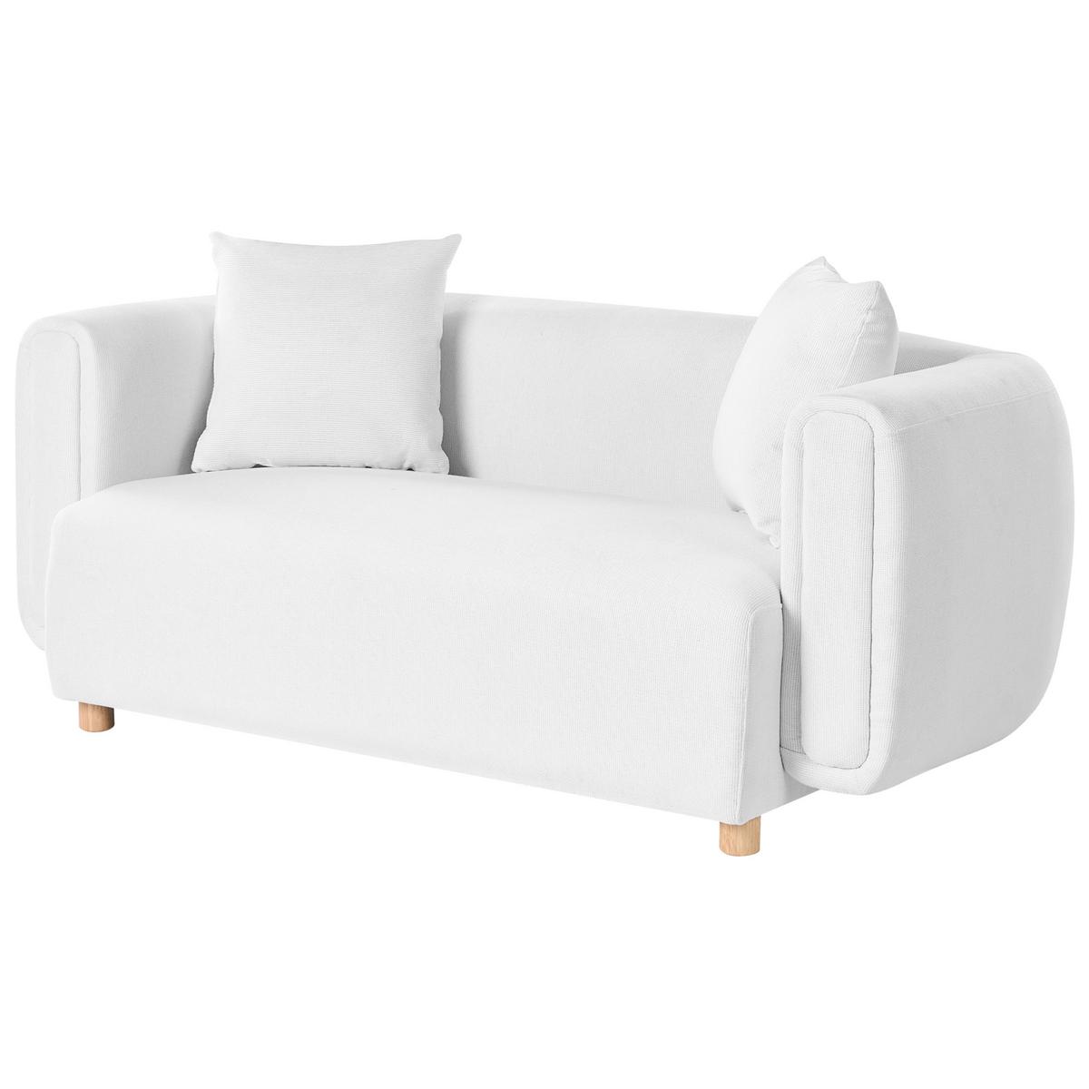 2-SITZER-SOFA Stoff Weiß Lillerod - Hellbraun, Textil (176/67/86cm) - Beliani