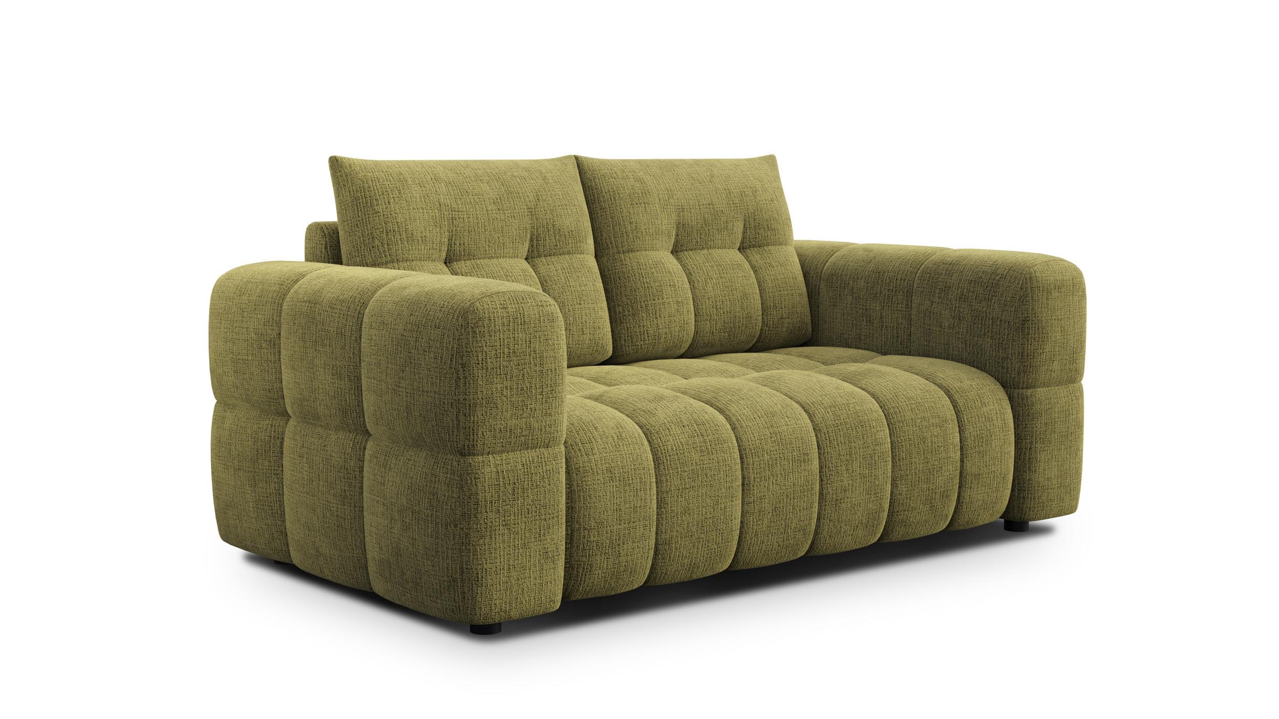 SOFA CLOUDI 2-Sitzer, olivgrün - Schwarz/Olivgrün, Holz/Textil (181/89/104cm) - Wozimo